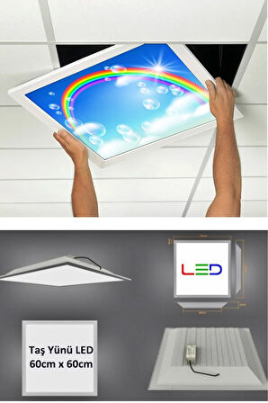 60cmx60cm-asma Tavan-sıva Altı-54w-6500k-beyaz-led Panel-led Armatür- 60x60 Taş Yünü Asma Tavan Ledi