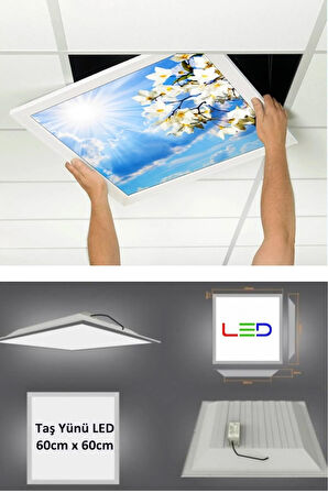 60x60 Taş Yünü Asma Tavan Ledi Armatür, 60watt-54watt- Asma Tavan Sıva Altı Panel