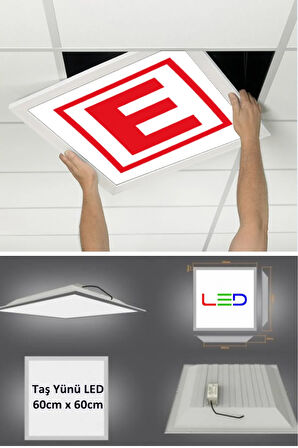 60cmx60cm Led Armatür-60x60 Taş Yünü Asma Tavan Ledi-54w-beyaz-led Panel-asma Tavan Led-sıva Altı