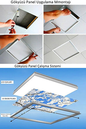 60x60 Taş Yünü Asma Tavan Ledi-60cmx60cm Led Armatür-54w-beyaz-led Panel-asma Tavan Led-sıva Altı