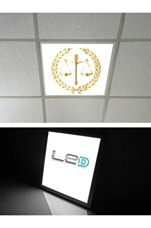 Hukuk Logo Asma Tavan-60cmx60cm-sıva Altı-54w-6500k-beyaz-led Panel-led Armatür- Taş Yünü Asma Tavan