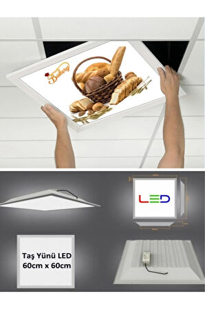 Fırın, 60x60 Taş Yünü Asma Tavan Led Panel-60w-led Sıva Altı-logo Panel Aydınlatma, Led Armatür
