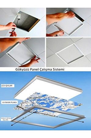 Fırın, 60x60 Taş Yünü Asma Tavan Led Panel-60w-led Sıva Altı-logo Panel Aydınlatma, Led Armatür