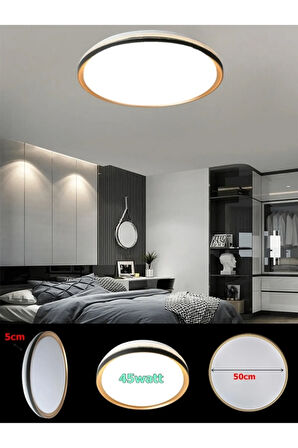 LEDLİ TAVAN ARMATÜR, 45WATT – BEYAZ IŞIK – 7000K,50cm Yuvarlak Modern Avize, 4150 Lümen Güçlü  Avize