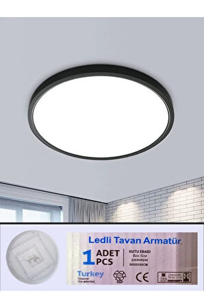 Black led panel, yuvarlak, ledli armatür, 50cm-45watt, siyah çerçeve, 6500k-beyaz-ışık-led-armatür