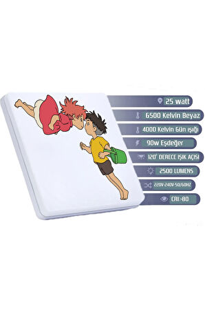 Lüks Çocuk Odası Avize 25watt-30cm X 30cm Lüks Led Aydınlatma, Küçük Denizkızı Ponyo (yeni)