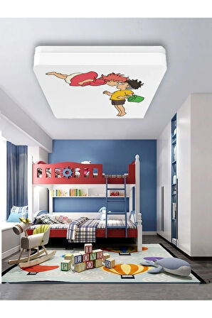 Lüks Çocuk Odası Avize 25watt-30cm X 30cm Lüks Led Aydınlatma, Küçük Denizkızı Ponyo (yeni)