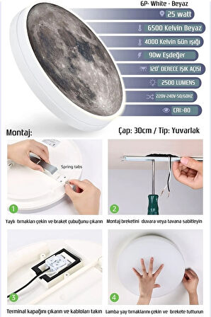 Moon,led Aplik,30cm Çap Led 25watt, Modern,duvar Aplik,led, Yatak Odası Aplik,yatak Başı Aplik, New