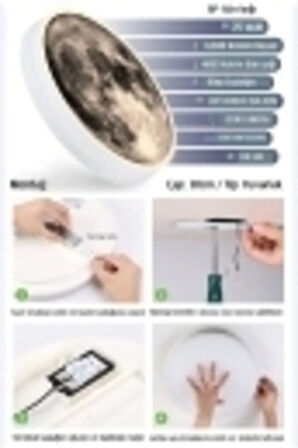 Moon Art, Modern Aplik, 30cm Çap,led 25watt, Led Duvar Aplikleri, Yatak Odası Aplik,yatak Başı Aplik