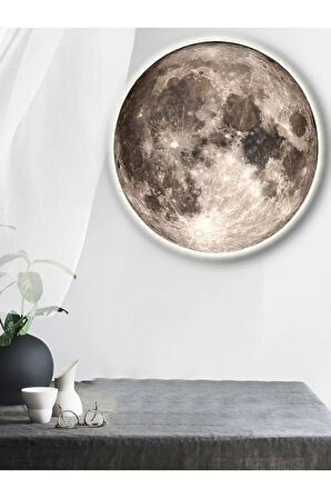 Moon Art, Modern Aplik, 30cm Çap,led 25watt, Led Duvar Aplikleri, Yatak Odası Aplik,yatak Başı Aplik