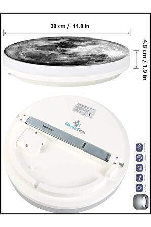 Moon Led Aplik 30cm Çap 25watt Led, Ay Led Duvar Lambası, Uv Baskı Modern Led Aplik