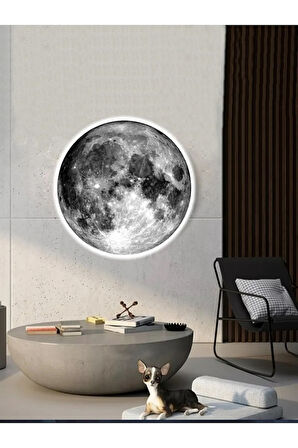 Moon Led Aplik 30 Cm Çap 25watt, Duvar Ay Tablosu Uv Baskı Led Aplik
