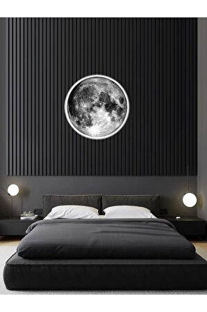 Moon Led Aplik, 30cm Çap, Led 25 Watt, Modern Aplik, Duvar Aplik, Yatak Odası Aplik, Duvar Lambası