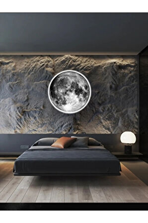 Moon Led Aplik, 30cm Çap, Led 25watt, Modern,duvar Aplik,yatak Odası Aplik, Duvar Lambası, Led Aplik