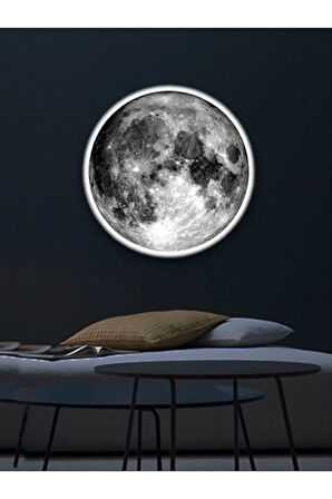 Moon Led Aplik, 30cm Çap, Led 25watt, Modern, Duvar Aplik, Yatak Odası Aplik, Duvar Lambası, New Art