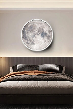 Yeni-trend Ürün Moon Led Aplik,30cm, Ay Led Avize Led Aplik Trend Ürün Uv Baskı