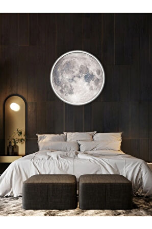 Yatak Odası Led Aplik-moon Led Aplik,30cm Çap, Led 25watt, Modern, Duvar Aplik, Yatak Odası Aplik-a+
