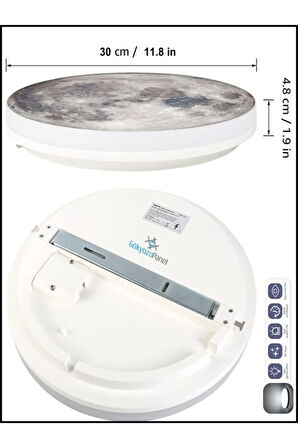 Yatak Odası Led Aplik-moon Led Aplik,30cm Çap, Led 25watt, Modern, Duvar Aplik, Yatak Odası Aplik-a+