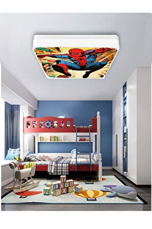 Spiderman-led Avize-25watt-30cm X 30cm, Çocuk Odası Avize, Avize Modelleri, Örümcek Adam Led Avize