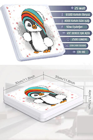Sevimli Penguen Avize-led Avize-25watt-30cm X 30cm,çocuk Odası Avize, Avize Modelleri,led Avize