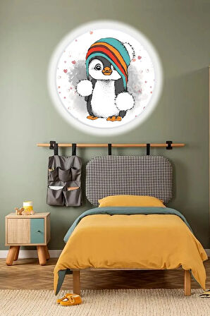 Sevimli Penguen Aplik-led Aplik-25watt-30cm Çap,çocuk Odası Aplik, Aplik Modelleri,trendyol Aplik