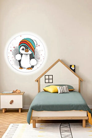 Sevimli Penguen Aplik-led Aplik-25watt-30cm Çap,çocuk Odası Aplik, Aplik Modelleri,trendyol Aplik