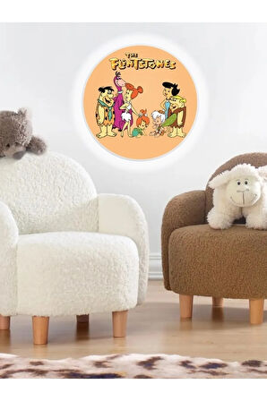 Taş Devri Aplik-led Aplik-25watt-30cm Çap, Çocuk Odası Aplik, Aplik Modelleri, Flintstones Aplik