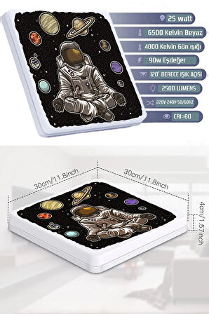Astronot Avize-led Avize-25watt-30cm X 30cm, Çocuk Odası Avize, Avize Modelleri,space Avize-astronot