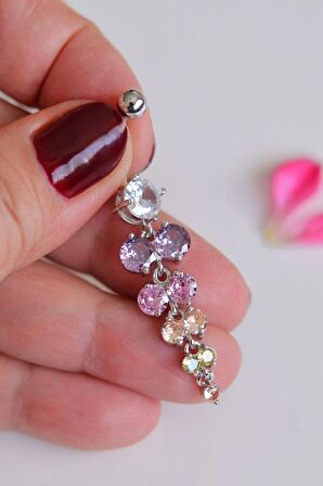 Çelik Su Yolu Çok Renkli Işık Seli Sallantılı Göbek Piercingi