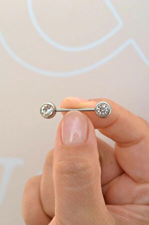 Tektaş Model Nipple Piercing Meme Ucu Piercingi Gümüş Renkli