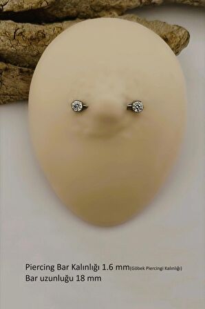 Tektaş Model Nipple Piercing Meme Ucu Piercingi Gümüş Renkli