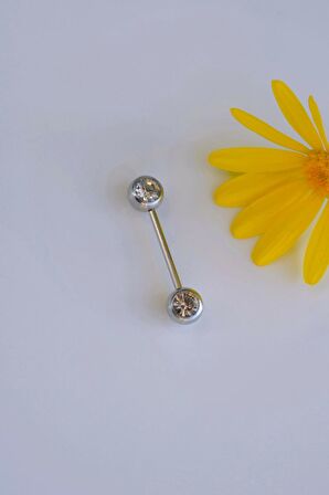 Tektaş Model Nipple Piercing Meme Ucu Piercingi Gümüş Renkli