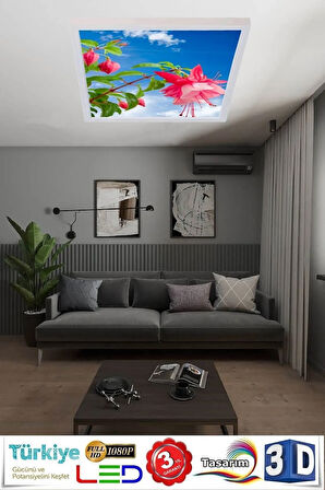 60cm X 60cm Led Gökyüzü Tavan Avize 60watt -yeni Nesil Avize, Beyaz Işık, 6400k, Modern Çerçeve