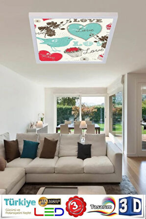 Uv Baskılı Led Panel Tavan 60watt Led Aydınlatma Hd Avize 60cmx60cm Modern Çerçeveli Avize