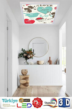 Uv Baskılı Led Panel Tavan 60watt Led Aydınlatma Hd Avize 60cmx60cm Modern Çerçeveli Avize