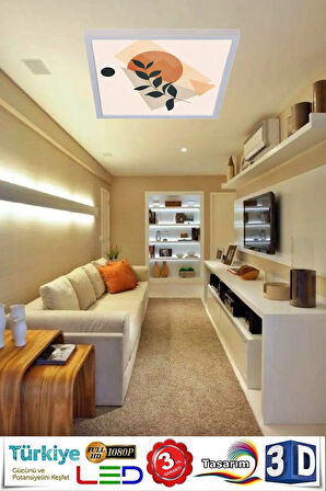 Led Avize 60cmx60cm -6500k - 60w Tavan Lambası Aydınlatma, Estetik Çerçeve,