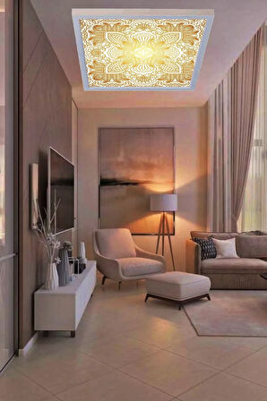 Klas Desenli Modern Led Aydınlatma 60watt Led Dijital Baskılı Tavan Armatürü, 60x60 Mondern Kare
