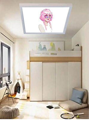 Relax Girl-genç Odası Led Aydınlatma Avize- 60w Modern Tasarım 60x60 -beyaz Işık-tavan Lambası