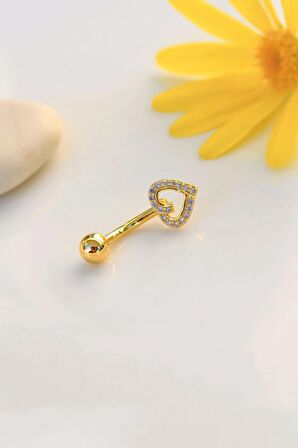 Kalp Model Minimal Göbek Piercingi Gold Renk