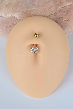 Tektaş Çelik Minimal Göbek Piercingi Gold Renk