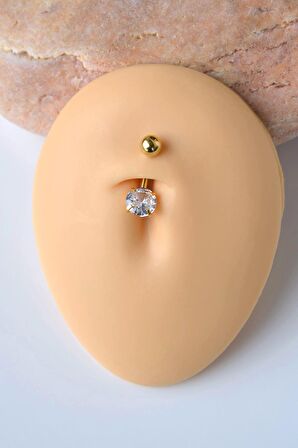 Tektaş Çelik Minimal Göbek Piercingi Gold Renk