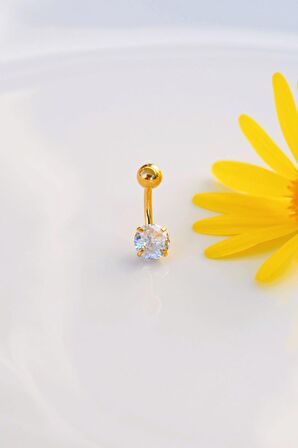 Tektaş Çelik Minimal Göbek Piercingi Gold Renk