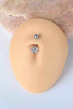 Tektaş Çelik Minimal Göbek Piercingi Gümüş Renk