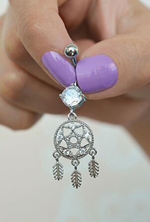 Çelik Düş Kapanı Model Göbek Piercing Gümüş Renk