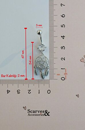 Çelik Düş Kapanı Model Göbek Piercing Gümüş Renk