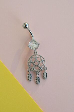 Çelik Düş Kapanı Model Göbek Piercing Gümüş Renk
