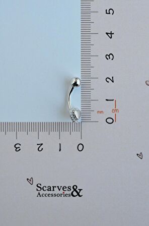 Çelik Kalp Figürlü Minimal Göbek Piercing Gümüş Renk