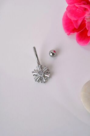 Kar Tanesi Model Göbek Piercingi Kar Taneli Çelik
