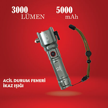 Gold Police GP-218 Acil Durum El Feneri Güçlü Tg LED Zoom Uzun Menzilli El Feneri 3000 Lümen