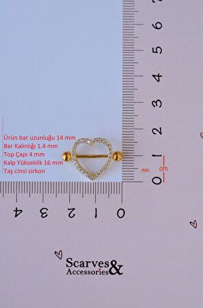 Kalp Model Nipple Piercing Çelik Meme Ucu Piercingi Gold Renkli